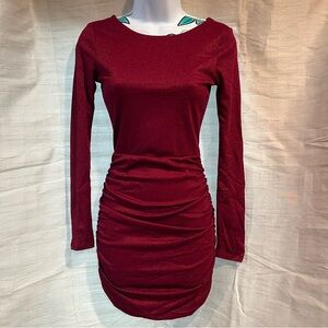 Francesca’s Red Shimmer Long Sleeve Dress